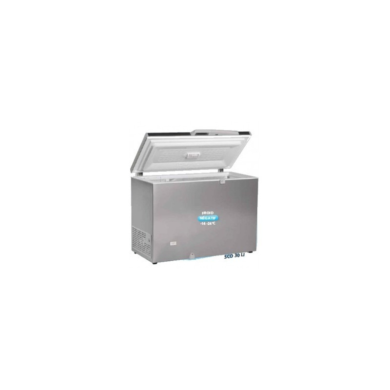 Congélateur 220 litres couvercle porte pleine aspect inox