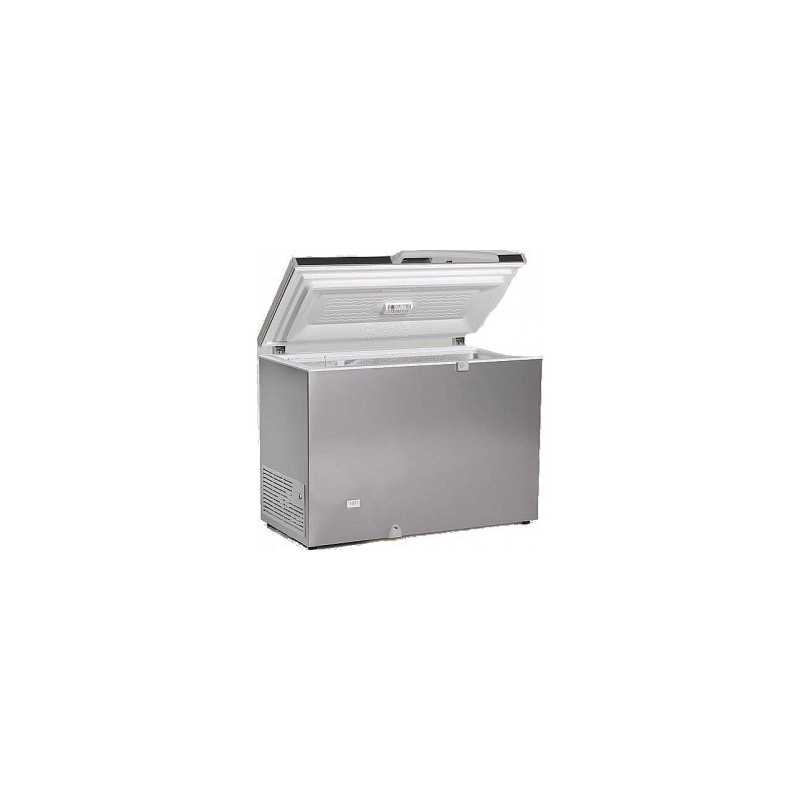 Congélateur 300 litres couvercle dessus inox porte pleine aspect inox