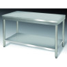 Table inox dim: 2000x700 ouverte centrale avec étagère basse