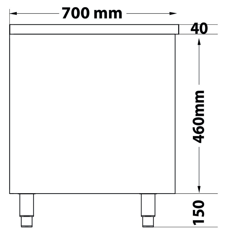 TABLE SOUBASSEMENT INOX 1200 X 700  POUR PLAN DE CUISSON  DESSOUS OUVERT