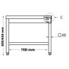 TABLE SOUBASSEMENT INOX 1200 X 700  POUR PLAN DE CUISSON