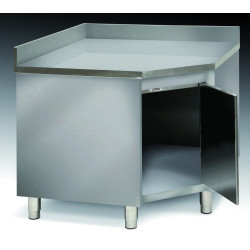 TABLE MEUBLE D 'ANGLE  INOX DIM.1000 X 1000 DESSOUS FERME